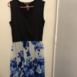 Long Blue/Black Flower Dress 