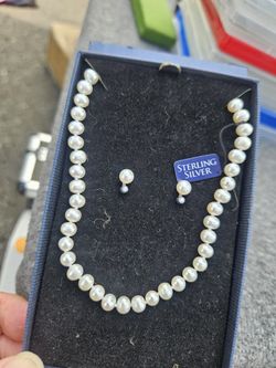 Sterling Silver And Real Pearls Necklace
