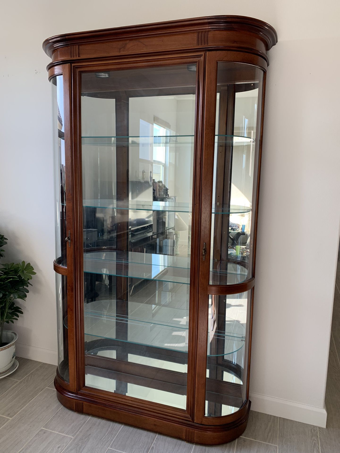 Mahogany Wooden Hutch with Mirrored Back