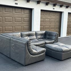 Sofa/Couch Sectional - Modular - Gray - Genuine Leather - Chateau Dax - Delivery Available 🚛