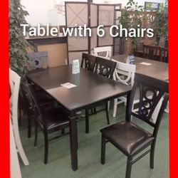 ✨ Black Table With 6 Chairs 