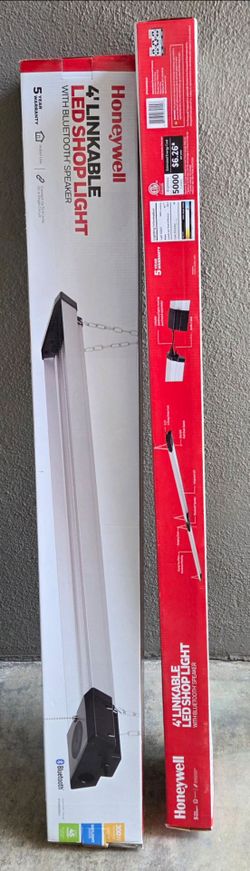 Honeywell 4' linkable led shop light with bluetooth speaker