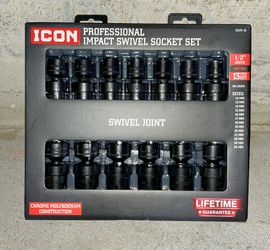 Icon 1/2” Drive Swivel Socket Set (Metric)