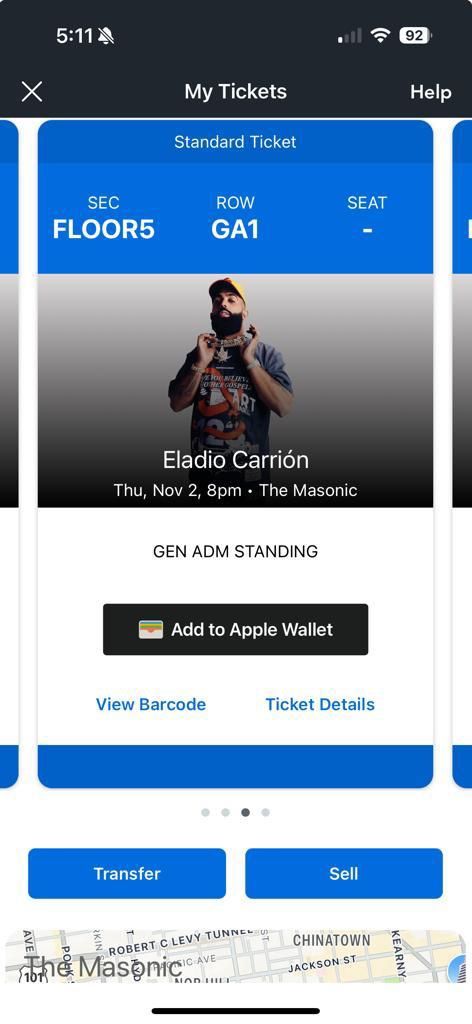 2 Tickets Eladio Carrion