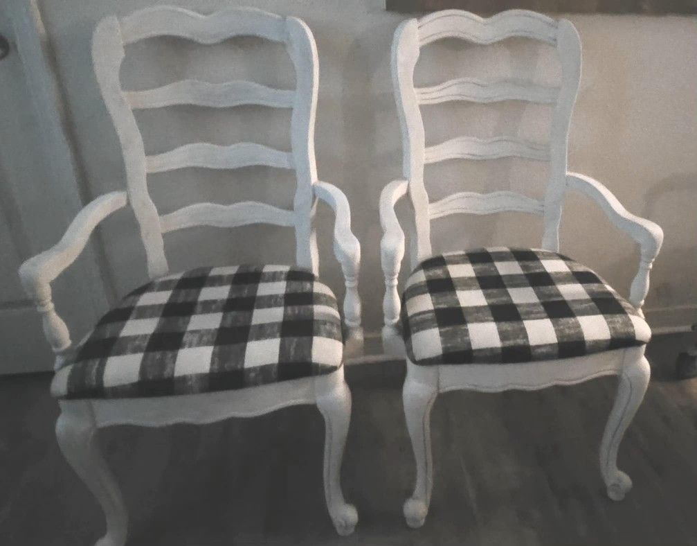 Two (2) Wood Arm Chairs CHAULK PAINT