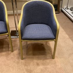 Blue Fabric Arm Chair w/ Painted Wood Frame