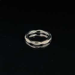 14K White Gold And Diamond Band