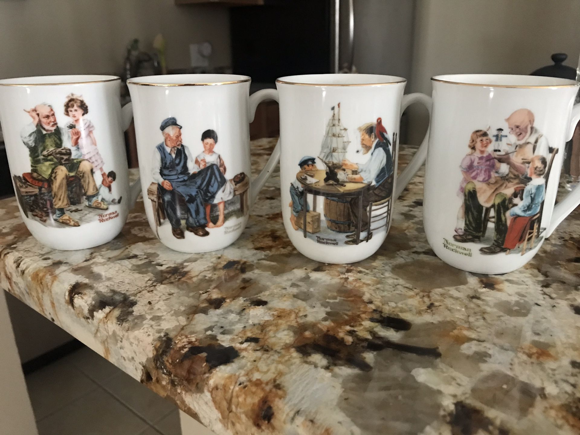 Norman Rockwell 1982 Collector Mugs