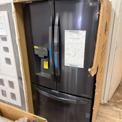 LG black stainless steel brand new in box French door refrigerator 1 year warranty