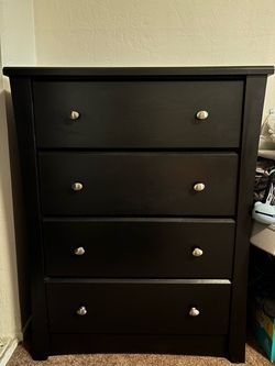 Black 4-Drawer Wooden Dresser