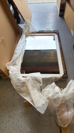 Large Square Mirror with White Frame