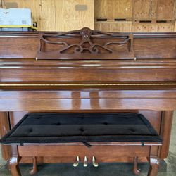 Charles R Walter Upright Piano  Cherry Wood 