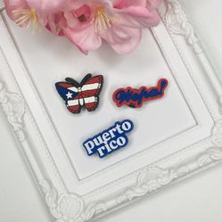 Puerto Rico Wepa! Puerto Rican Flag Butterfly Shoe Charms