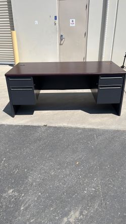 industrial table with monitor holder