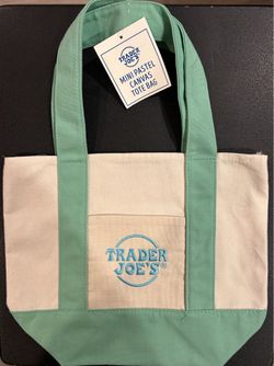 Trader Joe’s Mini Pastel Canvas Tote: Mint Green (Spring limited edition)
