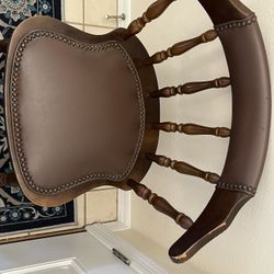 Vintage Colonial Style Spindled Windsor Back Dining Chair Wood  & Nailhead Trim