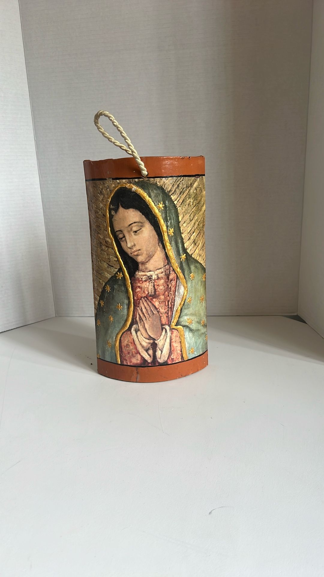 Vintage Mexican Roof Tile Art Of Lady Of Guadalupe