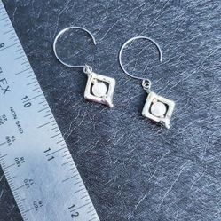 Pearl Bead,  Silver Fish Hook, Pierced Earrings