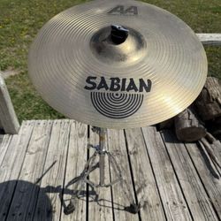 SABIAN 18 inch AA Metal X Crash/Ride Cymbal with Eastar Heavy Duty Boom Action Cymbal Stand