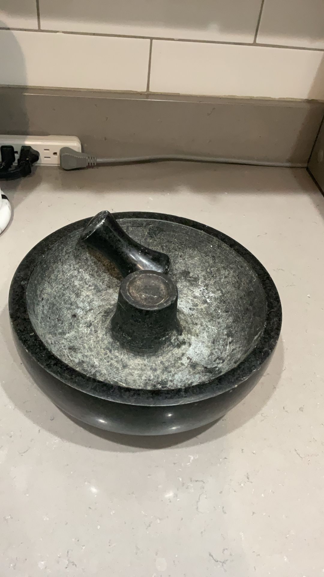 OLD VINTAGE RARE BLACK STONE MORTAR & PESTLE FOR SPICE / GRIND (Vintage Molcajete Heavy Weights 12.5 Pound