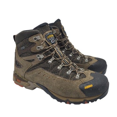 ASOLO Mens Size 11.5 Wide 'Flame GTX' Brown/Tan Suede Hiking Boots Gore-Tex $300