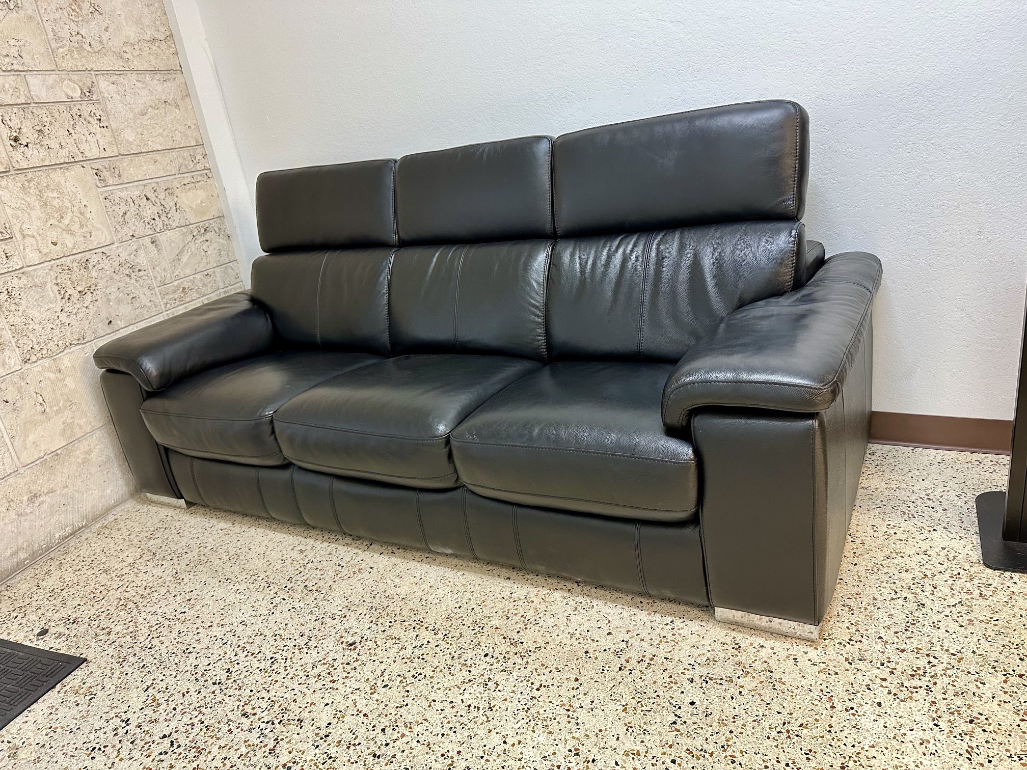 All Black Leather Couch