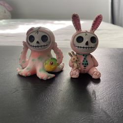 Set Of 2 Mini Furrybones Figures (Pink Octopus & Pink Bunny)