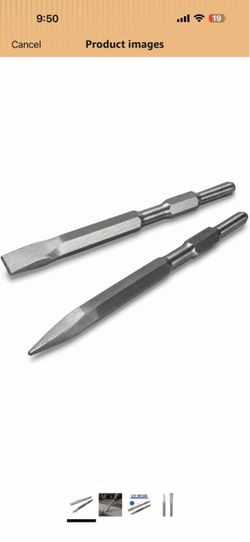 XtremepowerUS 5/8" Hex Shank Jack Hammer Chisel Set, 2-Piece 11" Point & Flat Demolition Chisel Bits, Heavy-Duty Heat-Treated Steel for Concrete, Bric