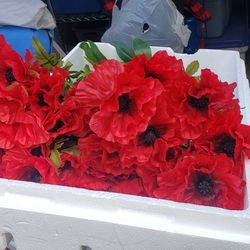 Red Poppy Faux Flowers