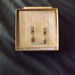 Sundance Catalog Laborite & Sterling Silver Earrings