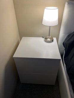 White night stand , Modern White Vanity Dressing Table with glass top , Tri-Fold LED Mirror & Matching Stool all set