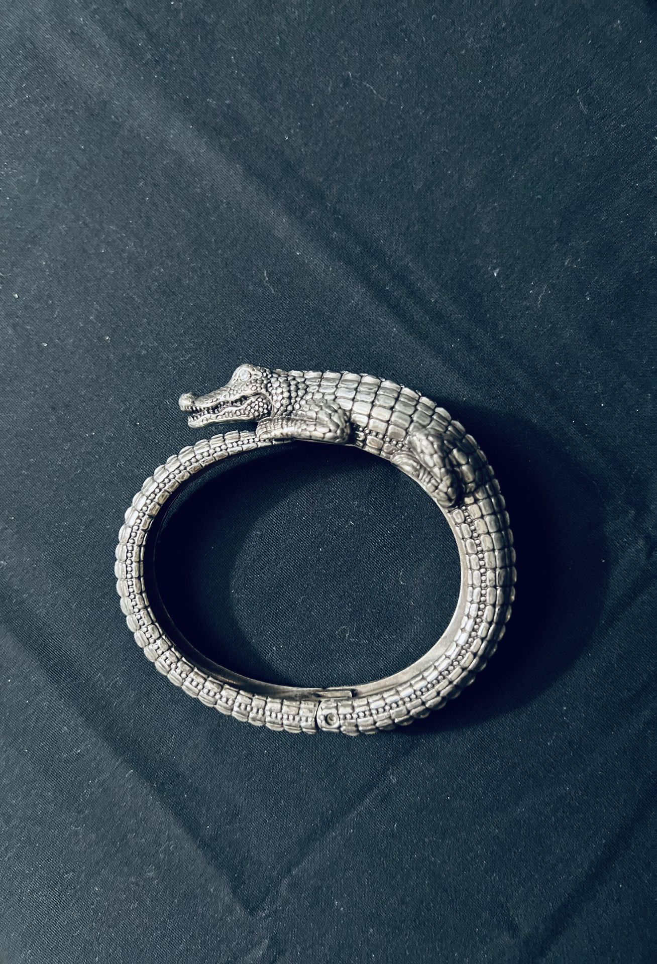 Brighton Silver Later Gator Clamp Bangle With Swarovski Crystals