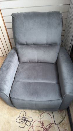 Blue-Gray Microfiber Upholstered Power Recliner