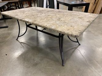Concrete Mosaic Top Outdoor Table with Black Metal Base