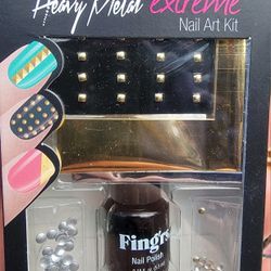 NEW Fing'rs Heart 2 Art Heavy Metal Extreme Nail Polish Kit Black Silver Gold 33060 (18 Available)