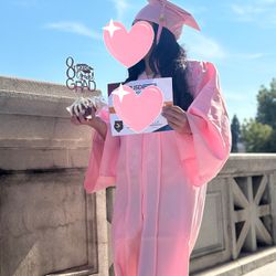 Pink Cap And Gown  For Graduation