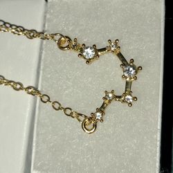 Beautiful Golden Zodiac Anklet Or Bracelet With Aquarius Constellation