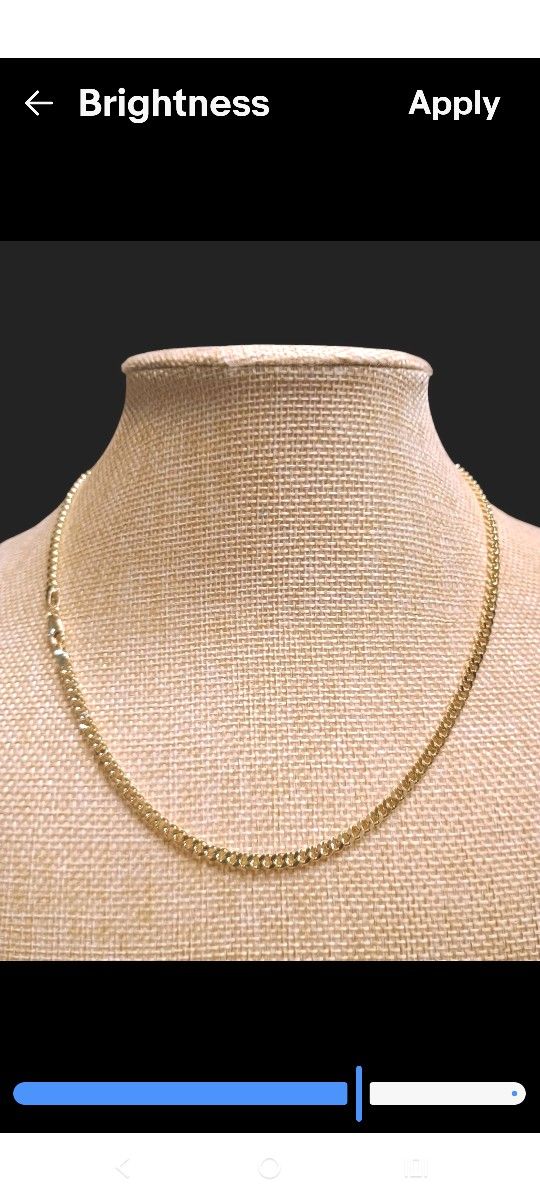 18K Italian Gold-Filled 3.5mm 18 Inch Cuban Chain No Tarnish Water Resistant Nickel Free