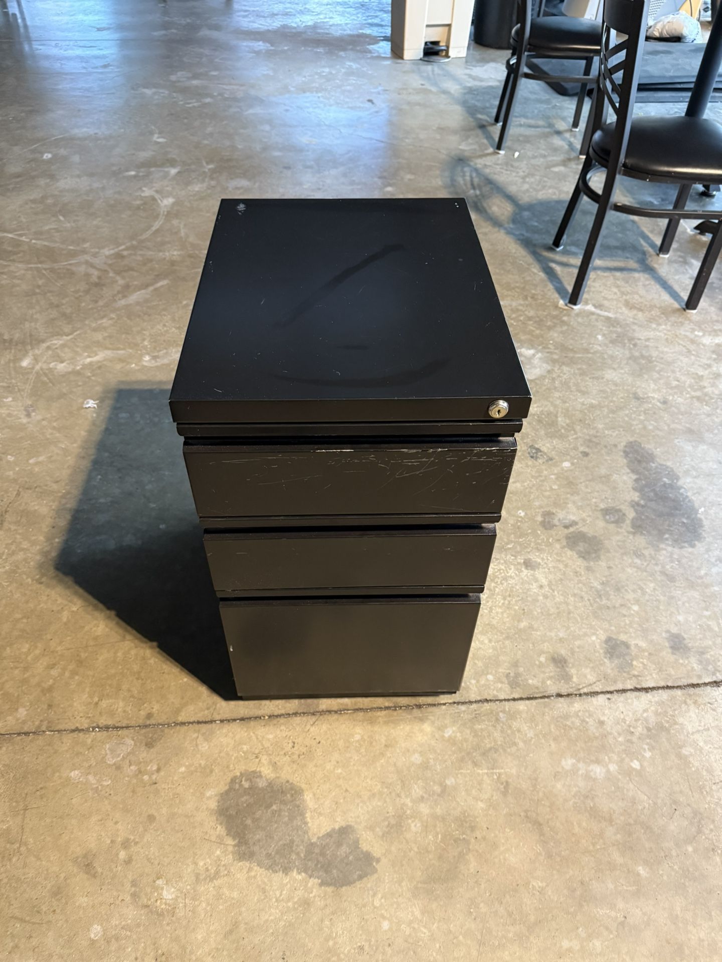 Mobile Pedestal Filing Cabinet 3 Drawer Black