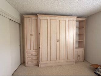 Custom Full Size Murphy Bed with Built-In Storage and Shelving