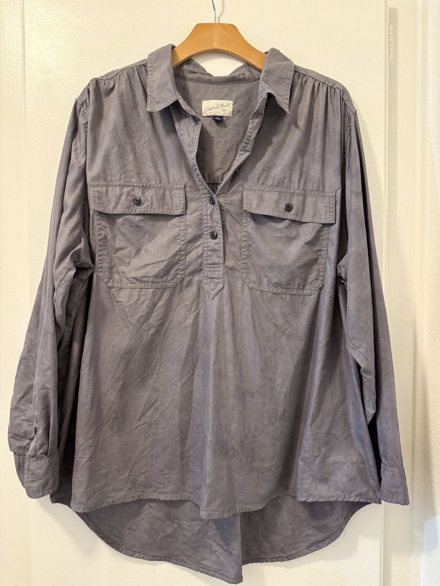 Universal Thread Dark Gray Long Sleeve Tunic Blouse Size XXL