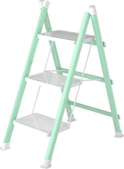 3 Step Ladder, Folding Step Stool with Anti-Slip Wide Pedal, Anti-Slip Feet, Sturdiest Steel Construction, 600lbs Capacity Steel Ladder for Home and O