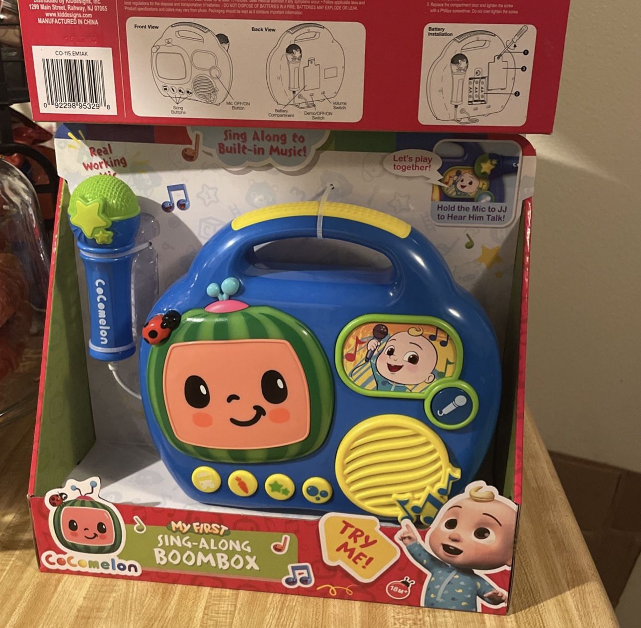 Cocomelon Sing Along Toy Boombox With Mic