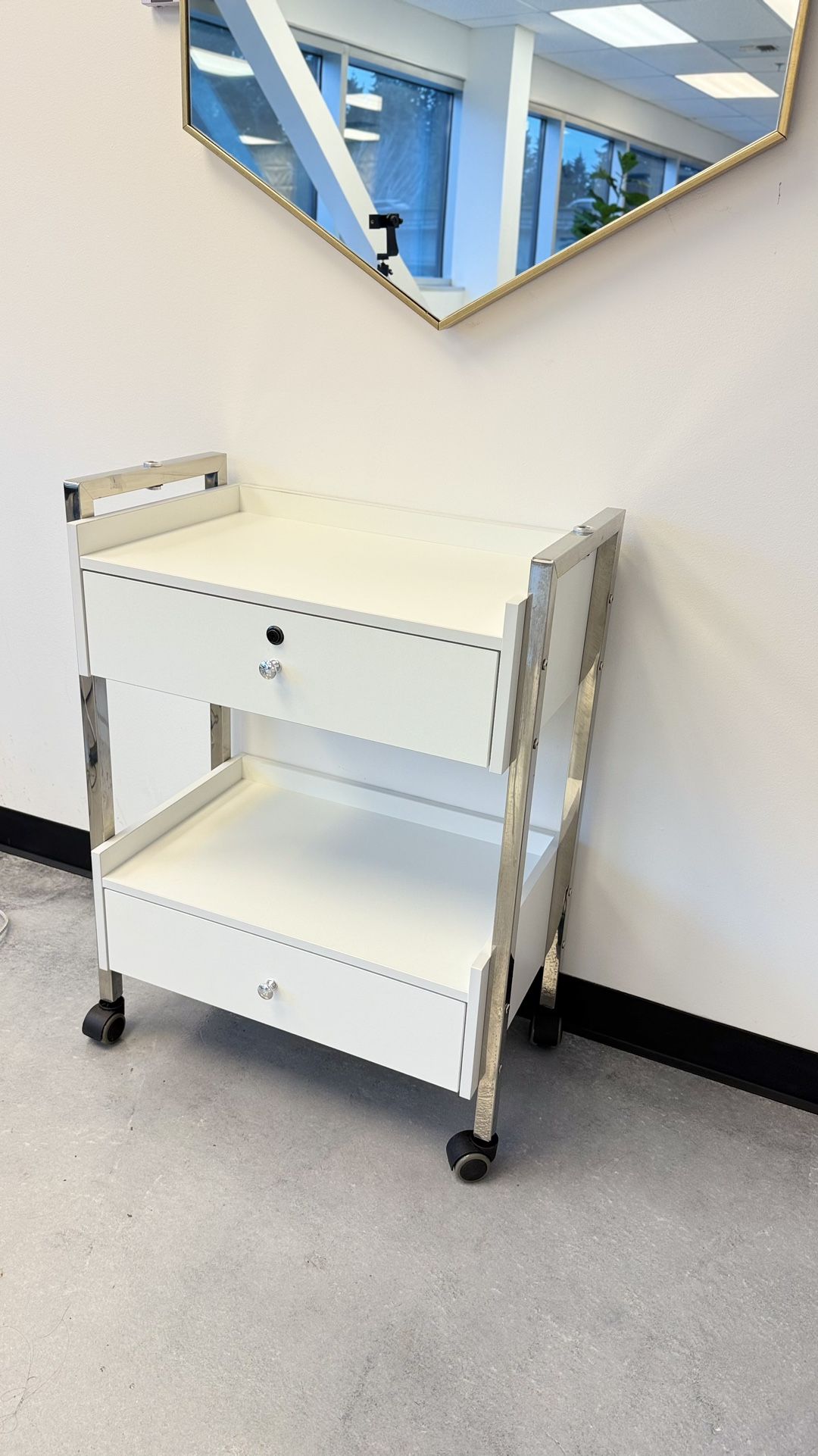 Rolling trolley with 2 drawers , for beauty services 