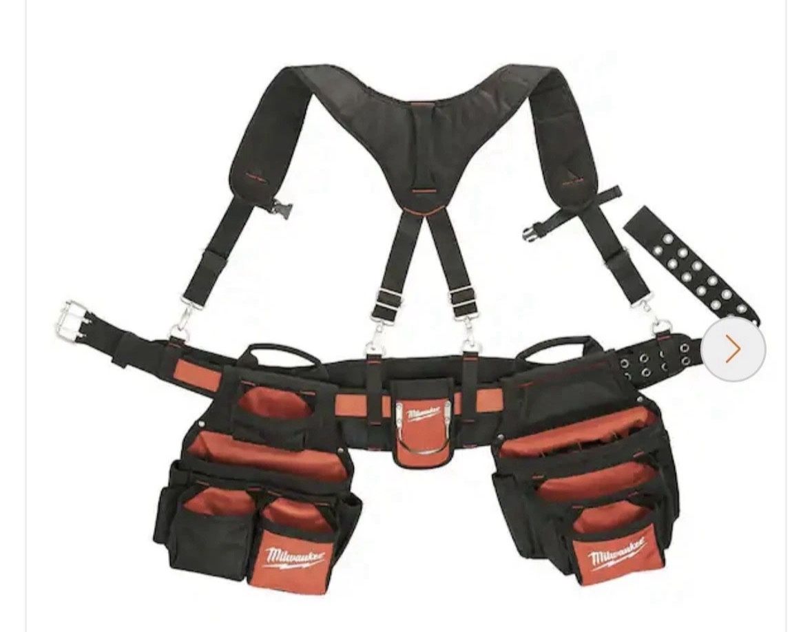 Milwaukee General Contractor Work Waist Tool Belt with Suspension Rig