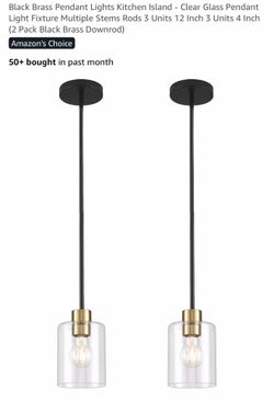 Pendant Lights black brass clear glass light fixture 2 pack new