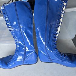 Blue Boots Mens Wrestling Cosplay