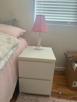 White 2-Drawer Nightstand x 2