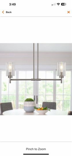 2-Light Nickel Linear Chandelier for Dining Room No Bulbs Included L8