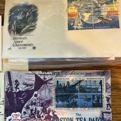 First Day Cover collection-butterflies, Boston Tea Party, Space Shuttle